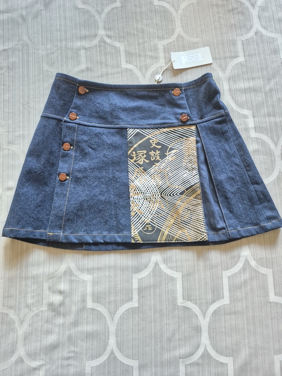 Custo Barcelona Dresses & Skirts - Custo Barcelona Denim A-Line Mini Skirt with Graphic Panel - Blue